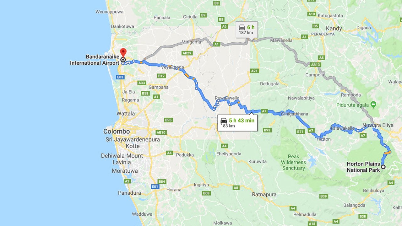 Horton Plains City to Colombo Airport (CMB) Private Transfer
