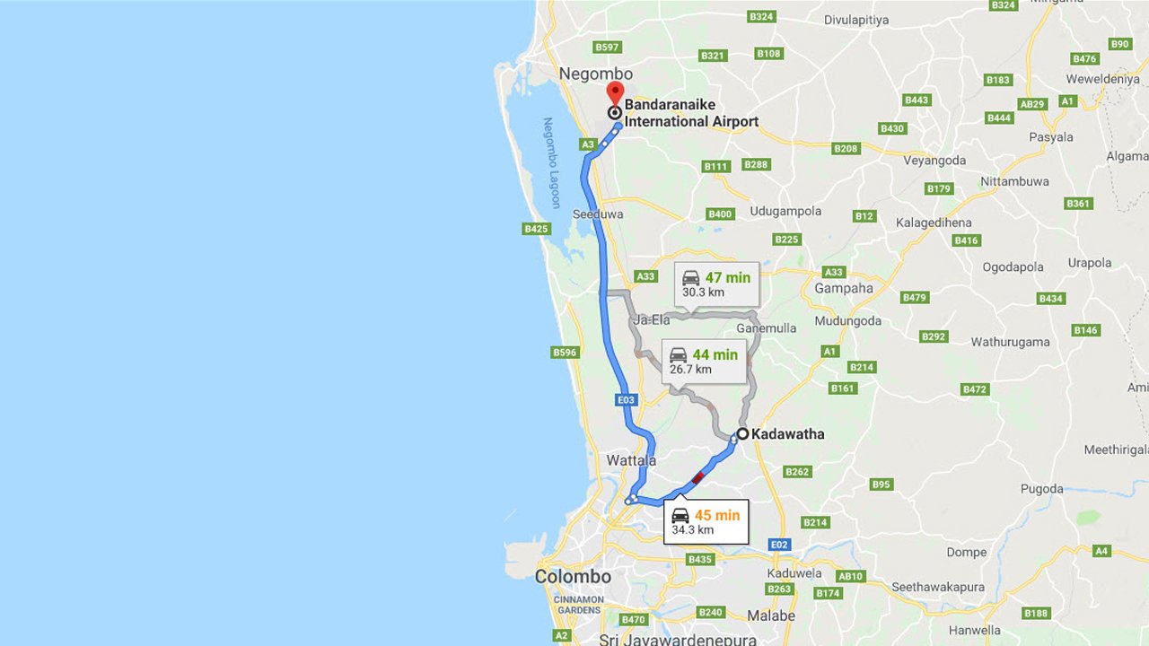 Kadawatha City to Colombo Airport (CMB) Private Transfer  