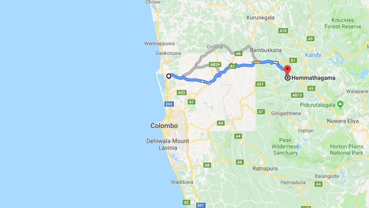 Colombo Airport (CMB) to Hemmathagama City Private Transfer 