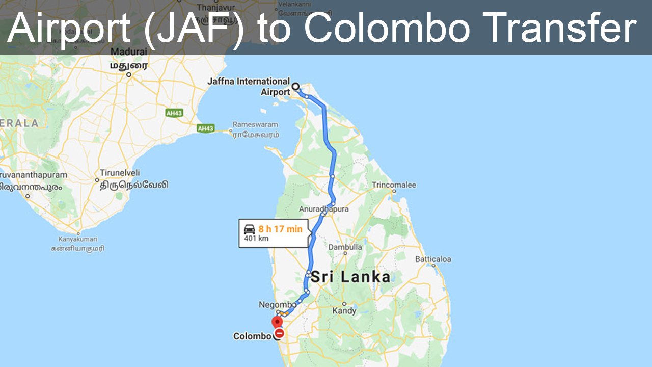 Jaffna Airport (JAF) to Colombo City Private Transfer