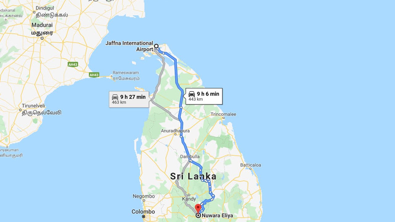 Jaffna Airport (JAF) to Nuwara Eliya City Private Transfer