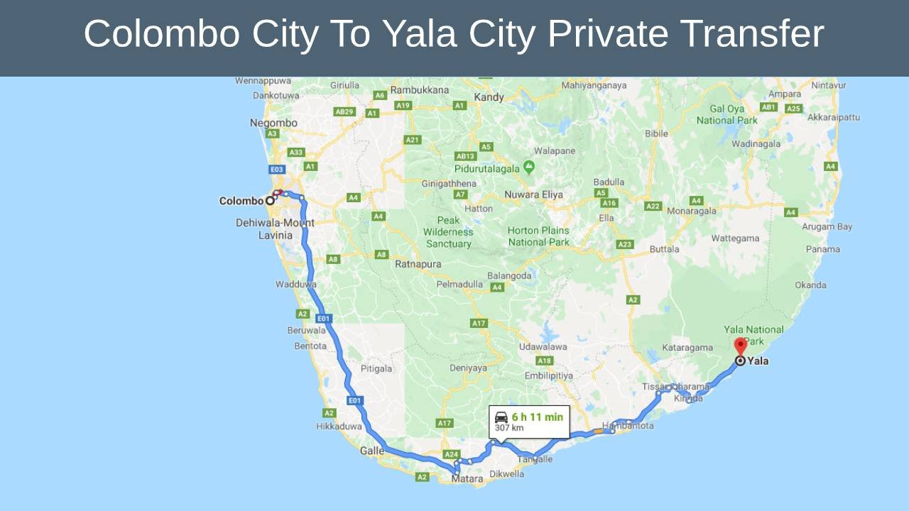 Colombo City To Yala City Private Transfer   