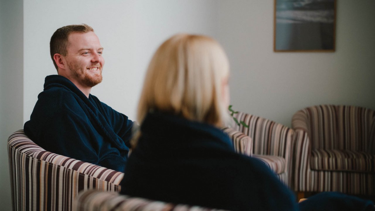 Relax together or alone and enjoy the views accross the fishing pier to Dungarvan Bay