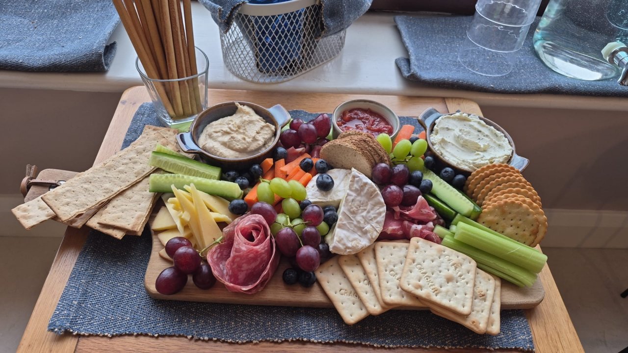 Order in advance for our savoury grazing board with locally sourced cheese, continental meats, pops of fruit and veg