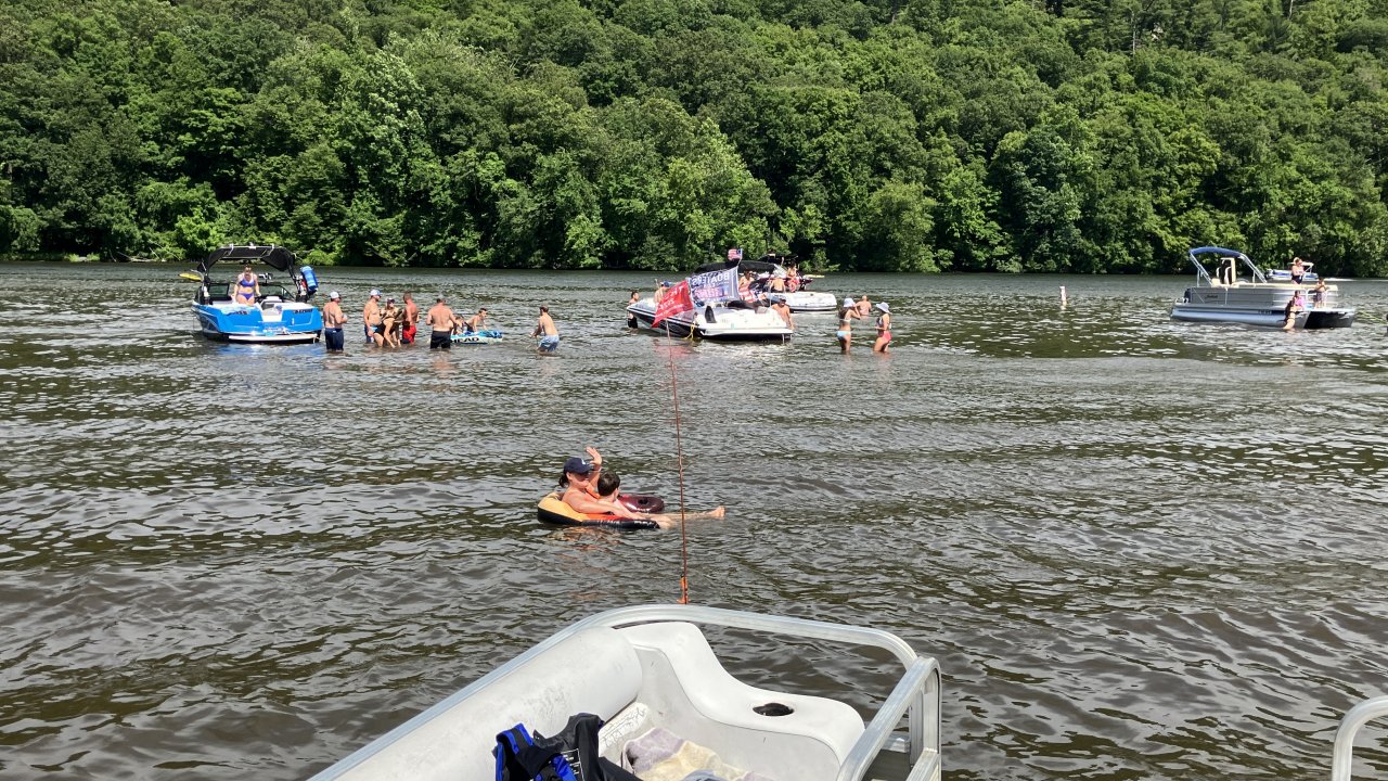 The Sandbar is an active spot mid river on any sunny day on the upper loop