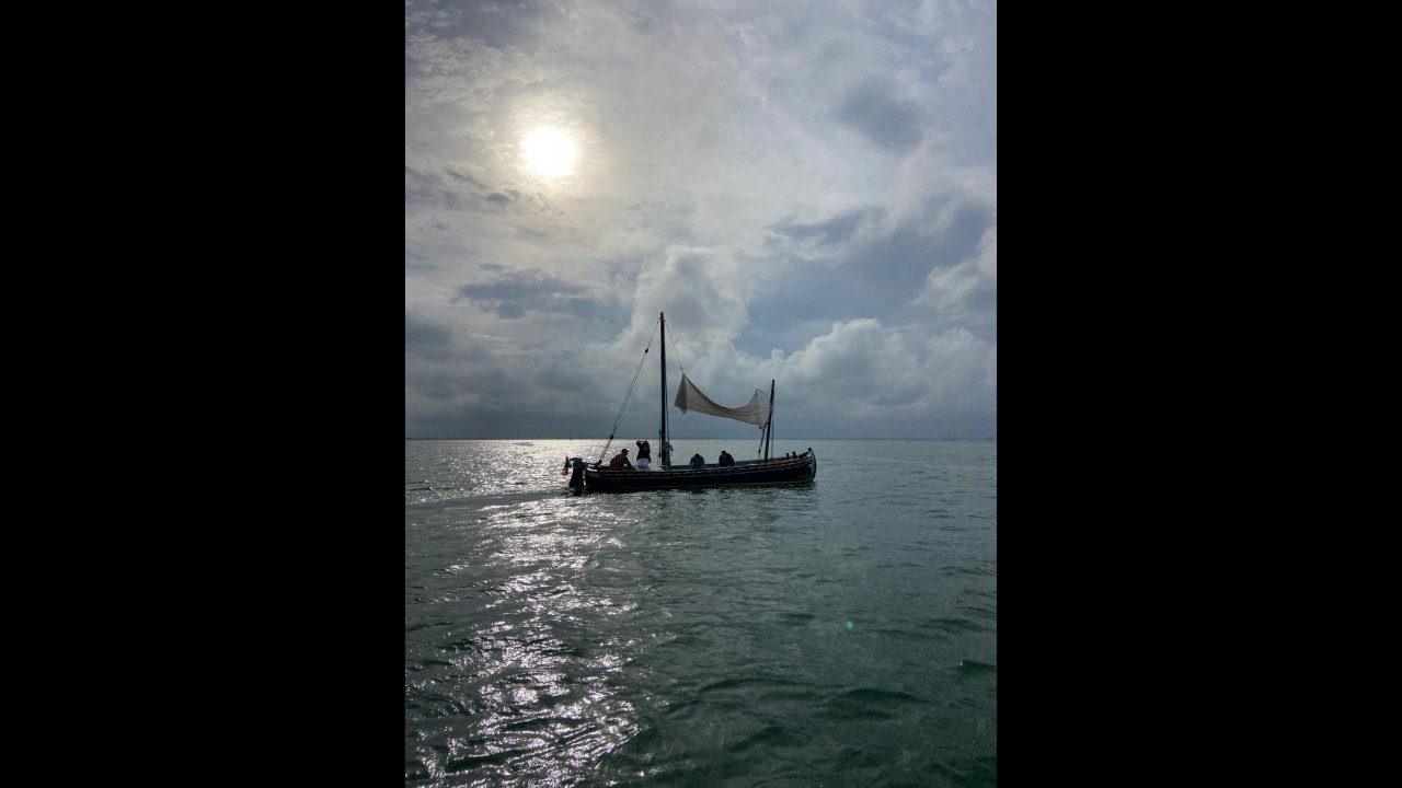 The Bragozzo Stella sailing into the Sunset in the Venice Lagoon
