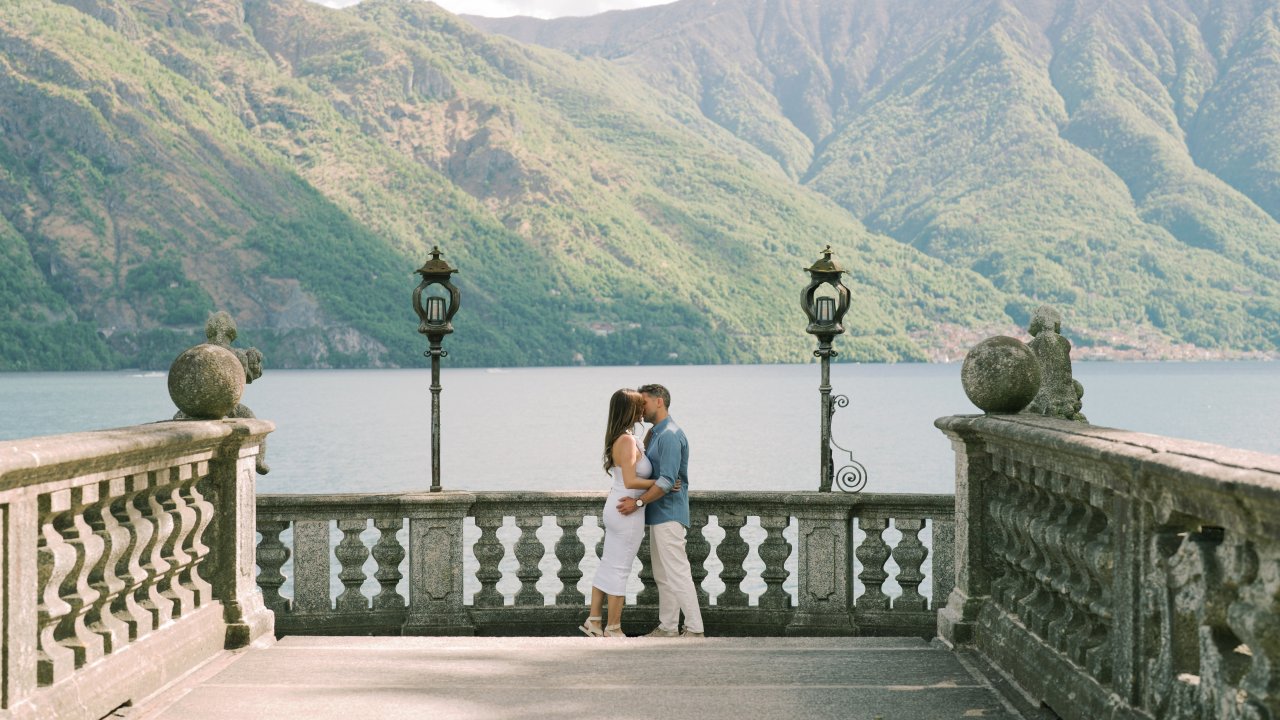 Snap photos at a scenic point in Tremezzo