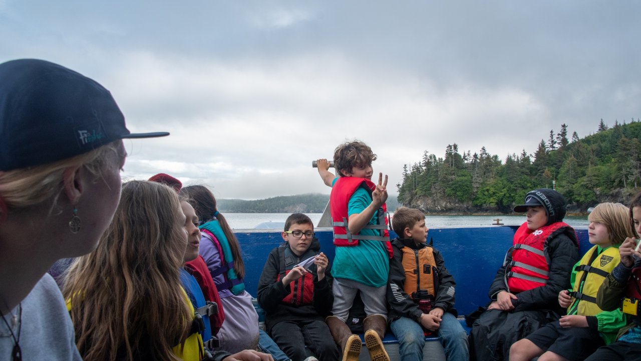 Campers on the boat returning from camp.
