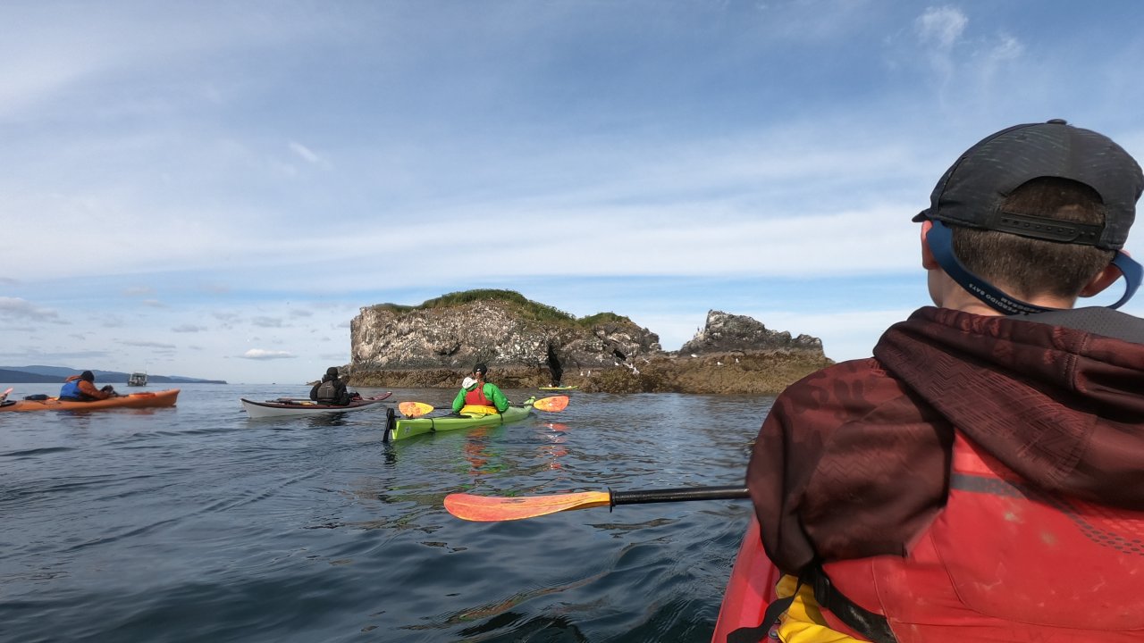 Participants paddle near Gull Island.