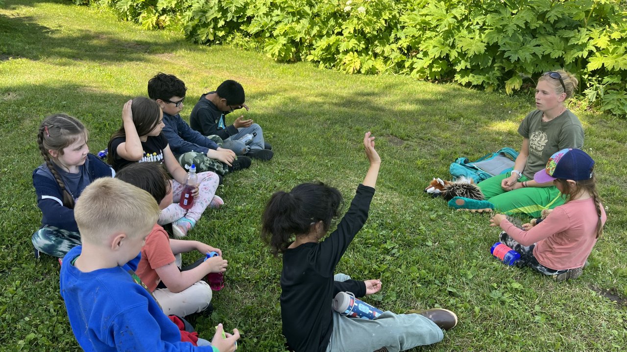 Campers answering questions at Inspiration Ridge Preserve.
