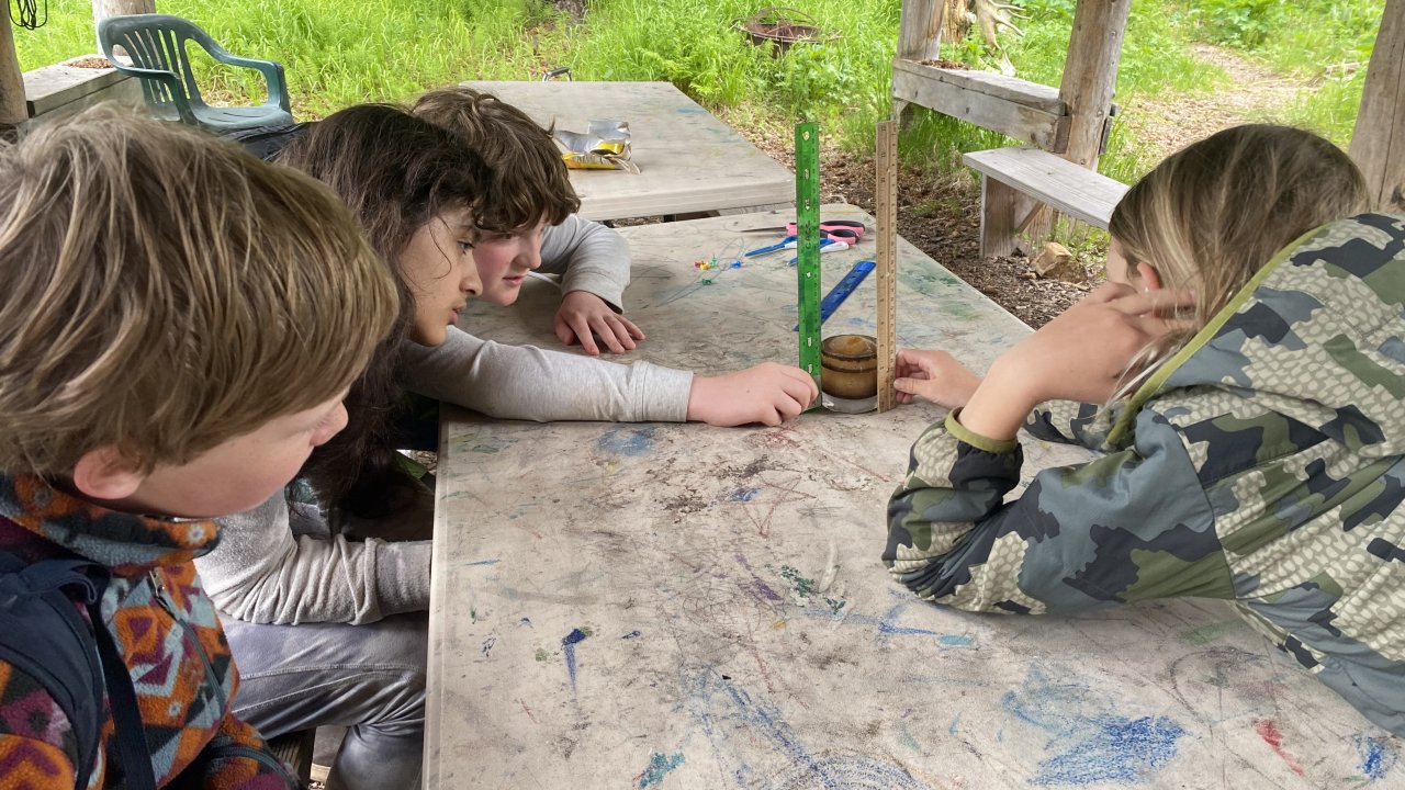 Campers measuring a water sample.