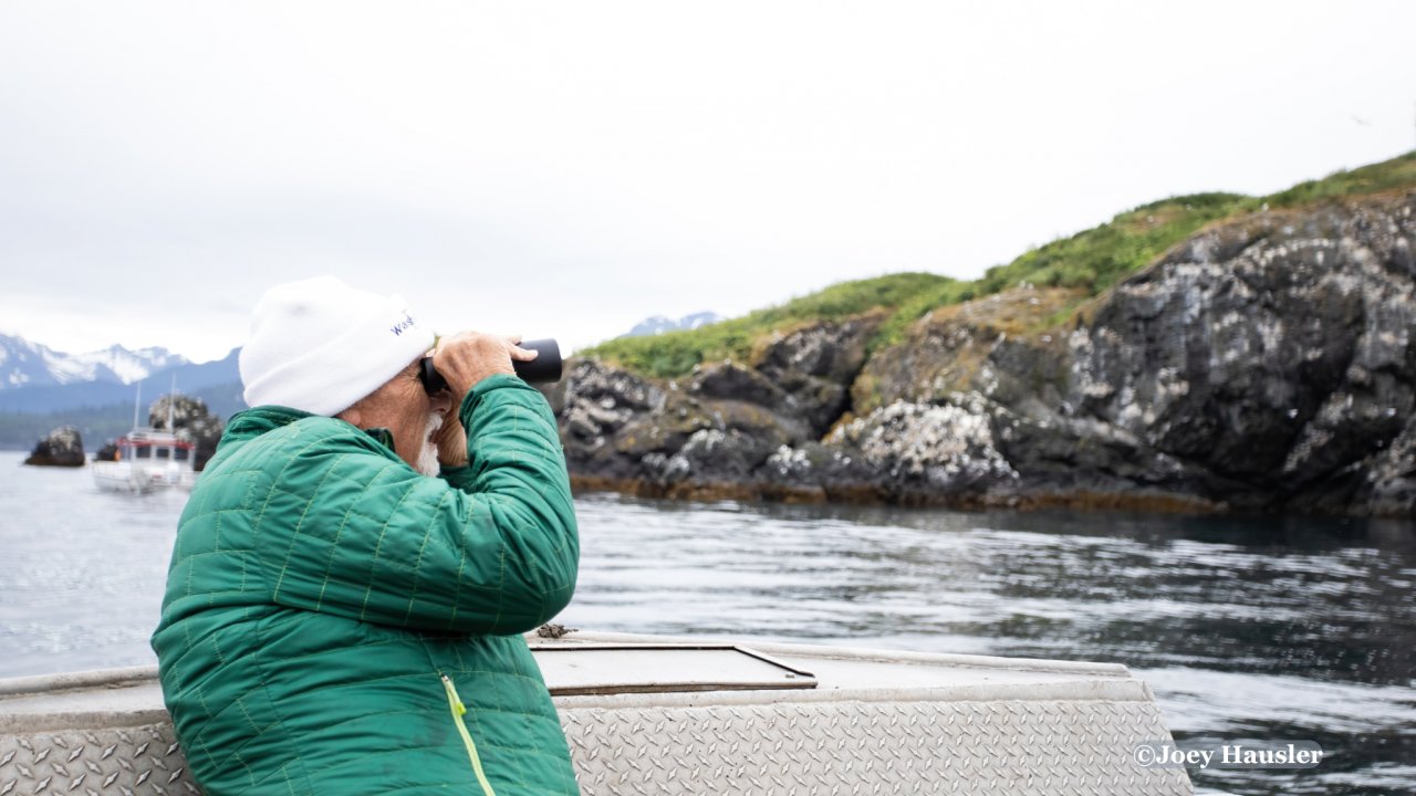 Looking at the wildlife at Gull Island. Photo by Joey Hausler.