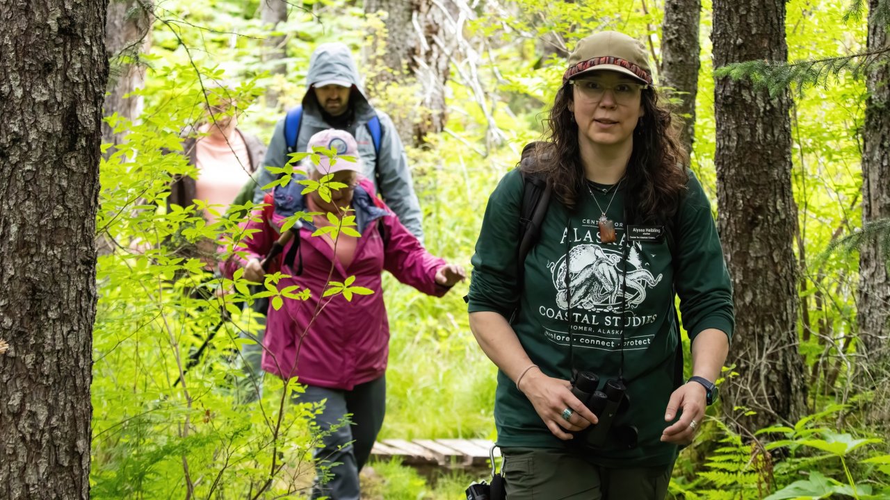A naturalist leads guests through the temperate forests around the Field Station. Photo by Joey Hausler.
