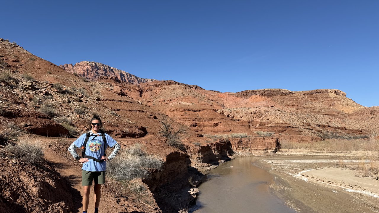 Posing next to the Paria River