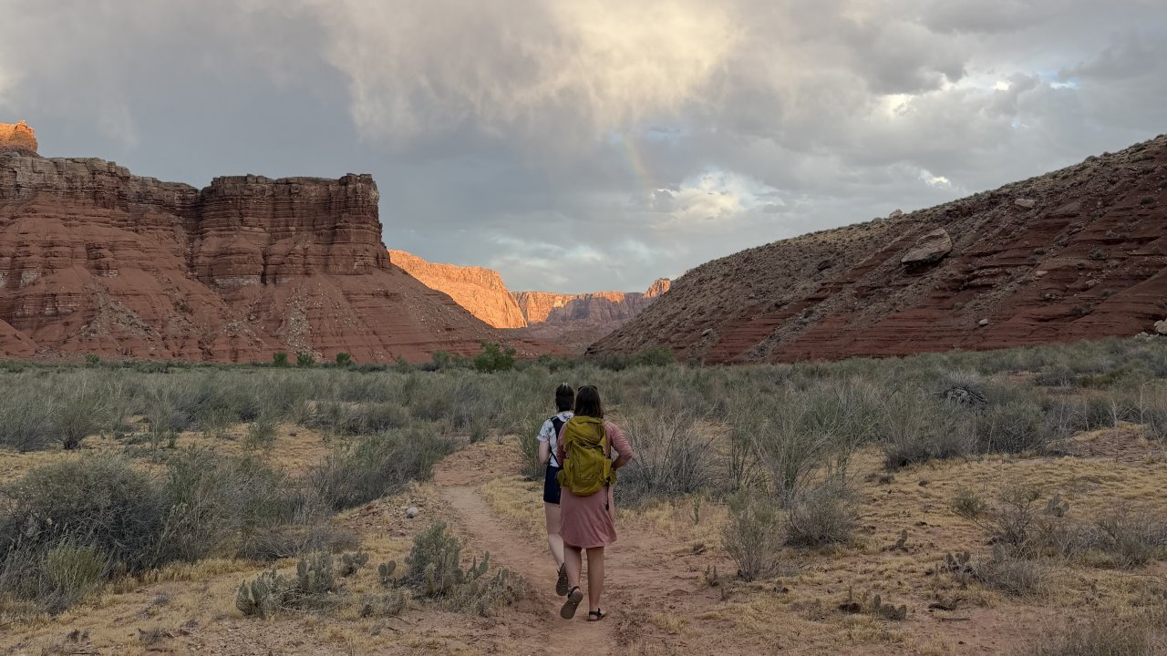 Hiking into the sunset